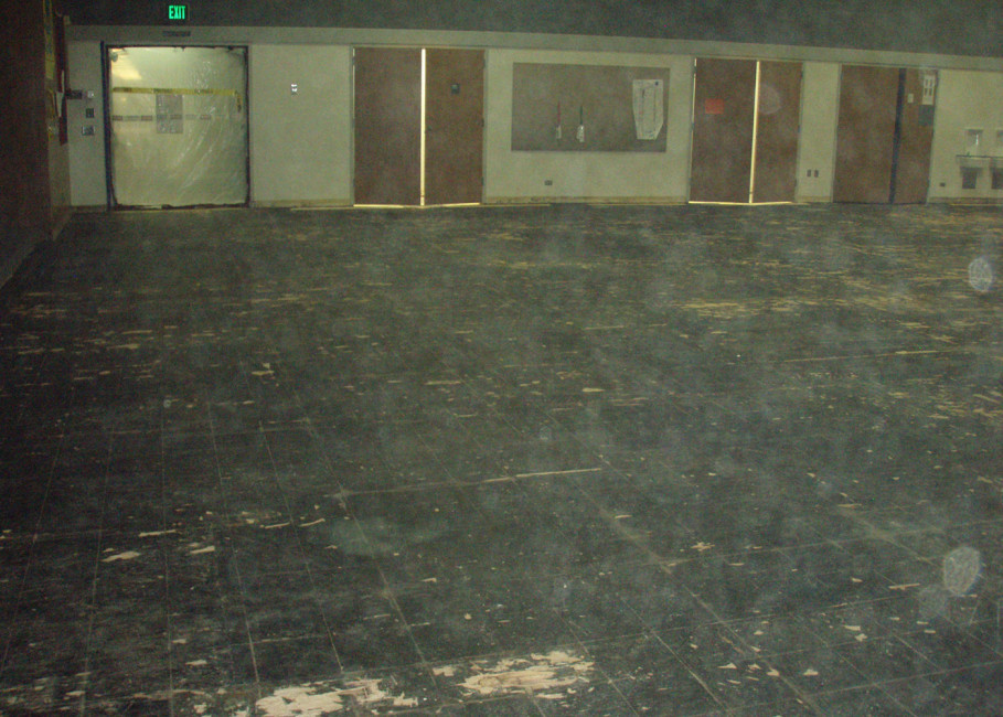 Asbestos tile flooring, post tear out, pre grinding